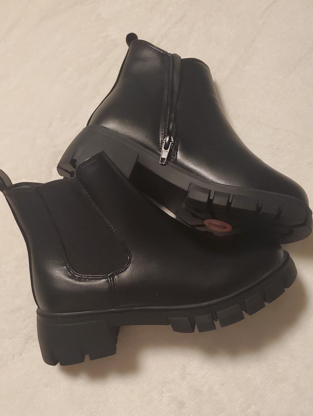 Kids Black Chunky Chelsea Ankle Boots - Sleek Side Zip
